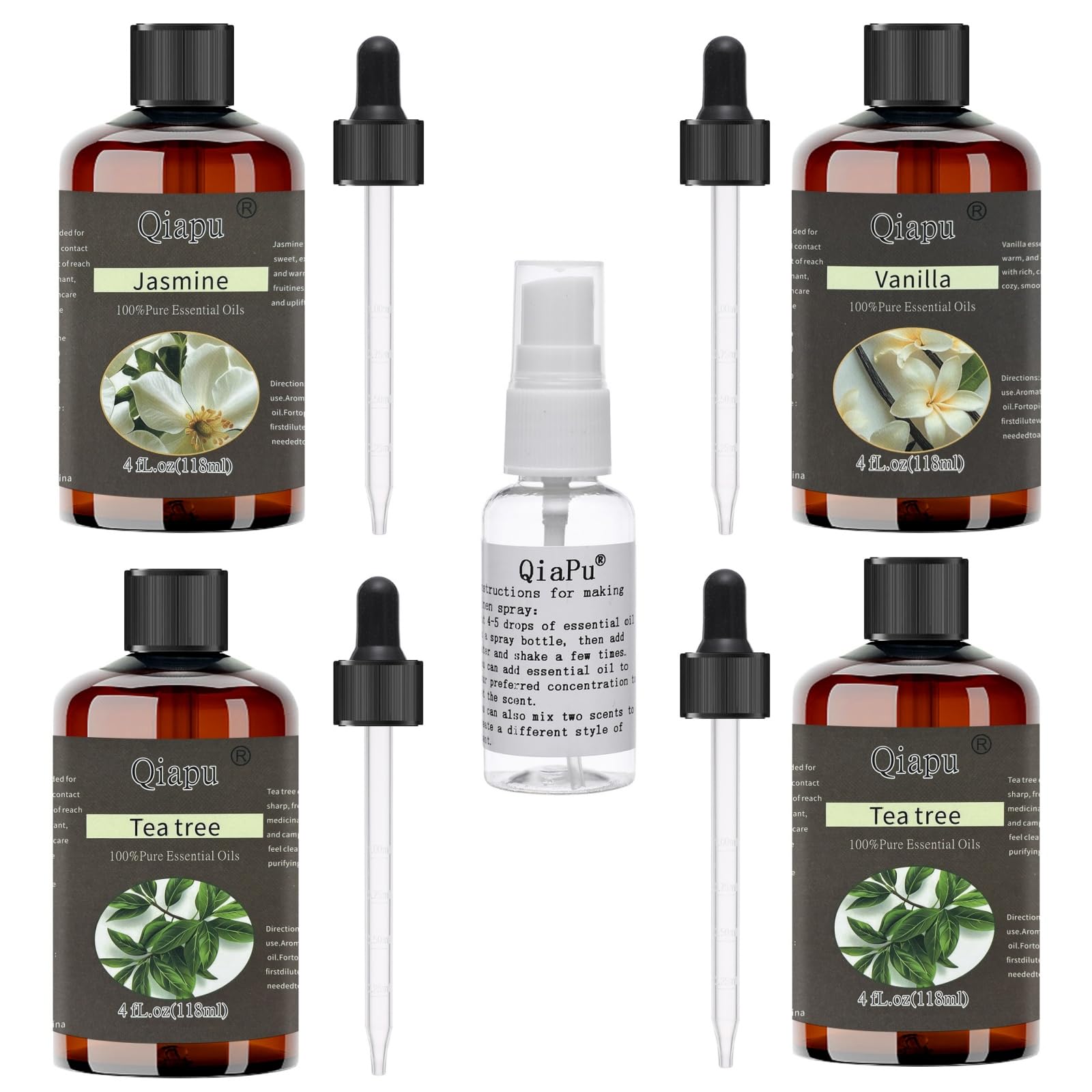 Dropper bottle of pure natural aromatherapy essential oil for diffusers