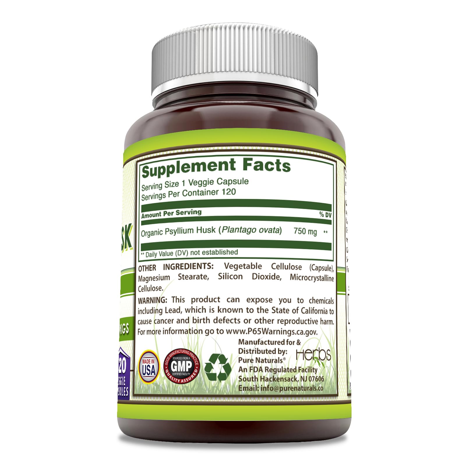 Non-GMO Gluten-Free Made in USA GMP certified label on bottle