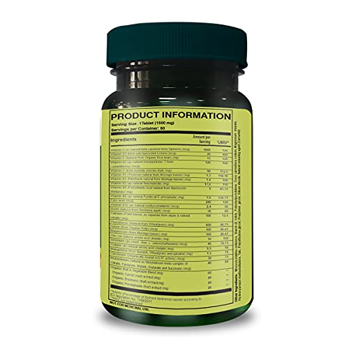 Dietary supplement facts chart for Pure Nutrition Men's Multivitamin