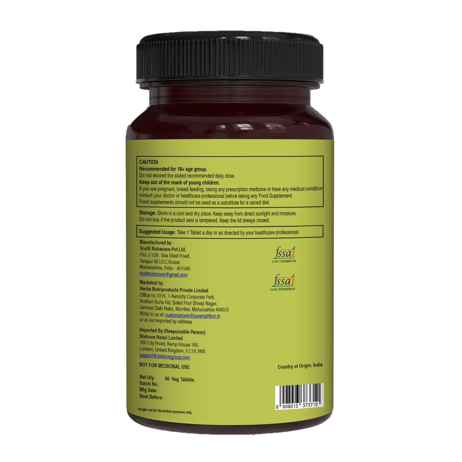 Vegan and all-natural claim on Pure Nutrition multivitamin