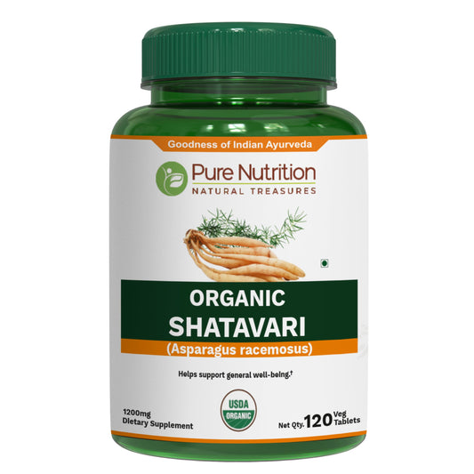 Front view of Pure Nutrition Shatavari Tablets bottle