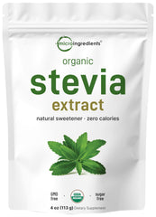 Front view of Pure Organic Stevia Powder 4 oz package