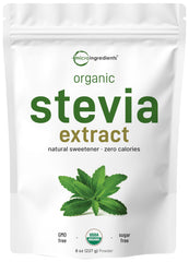 Pure Organic Stevia Powder 8 oz Reb-A with scoop