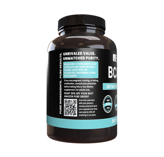 Close-up of BCAA product label
