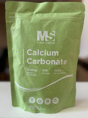 Close-up of calcium carbonate powder texture