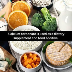 Measuring scoop with calcium carbonate powder