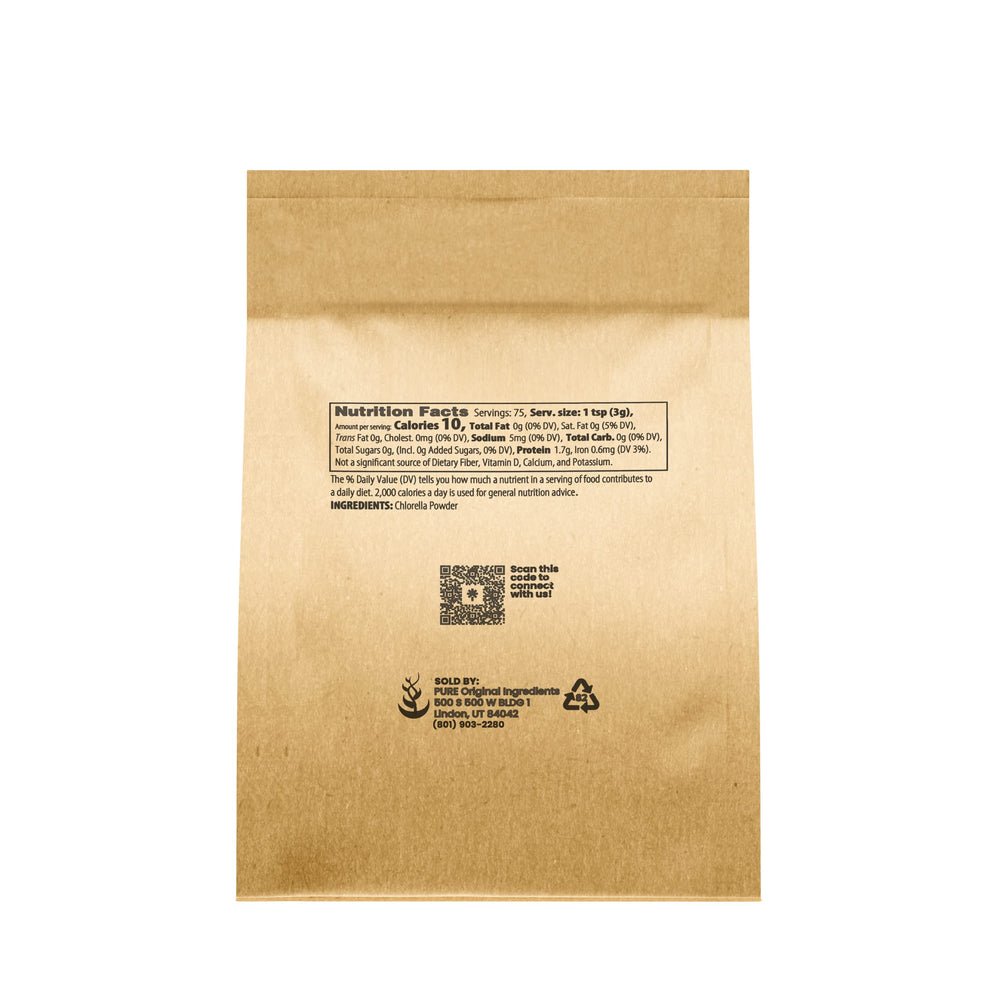 Chlorella powder 8oz jar side view