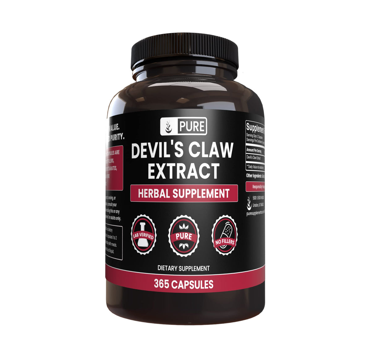 Pure Original Ingredients Devil's Claw 365 capsules bottle