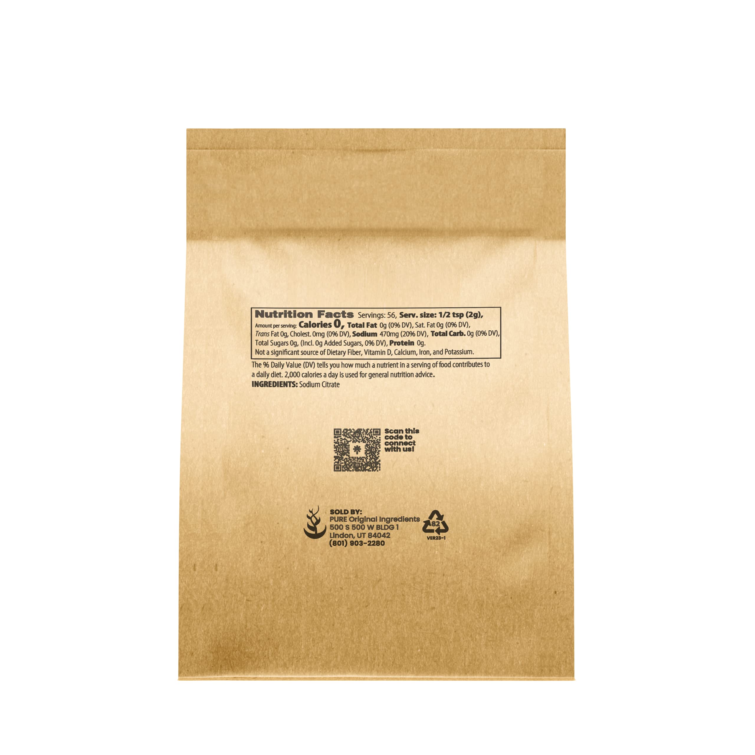 Pure Original Ingredients sodium citrate label