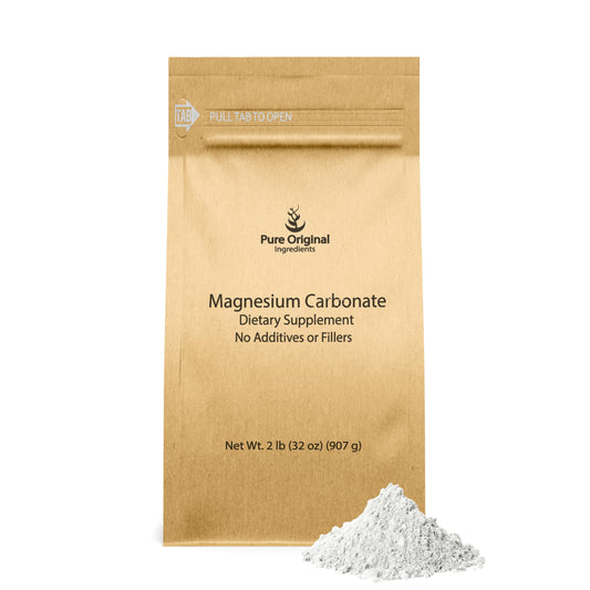 Front view of Pure Original Magnesium Carbonate 2 lb packaging