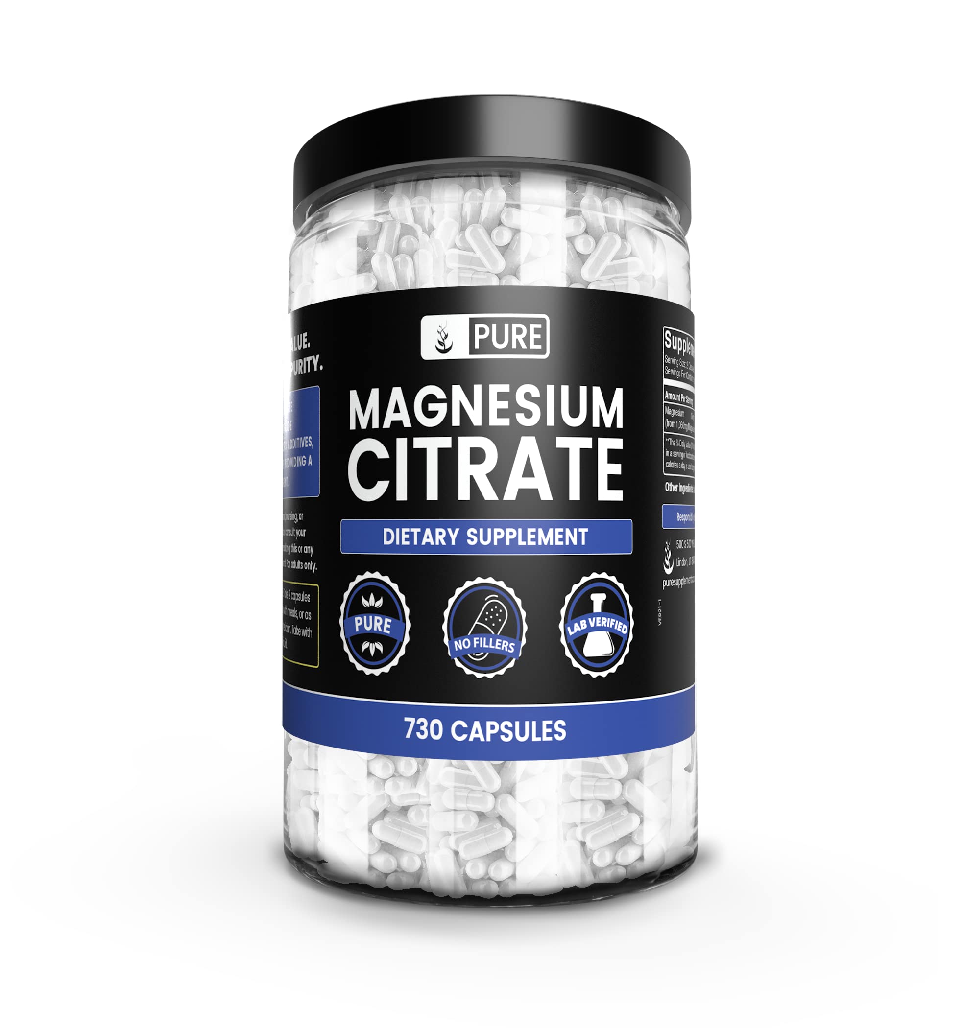 Pure Original Magnesium Citrate capsules - 730 count
