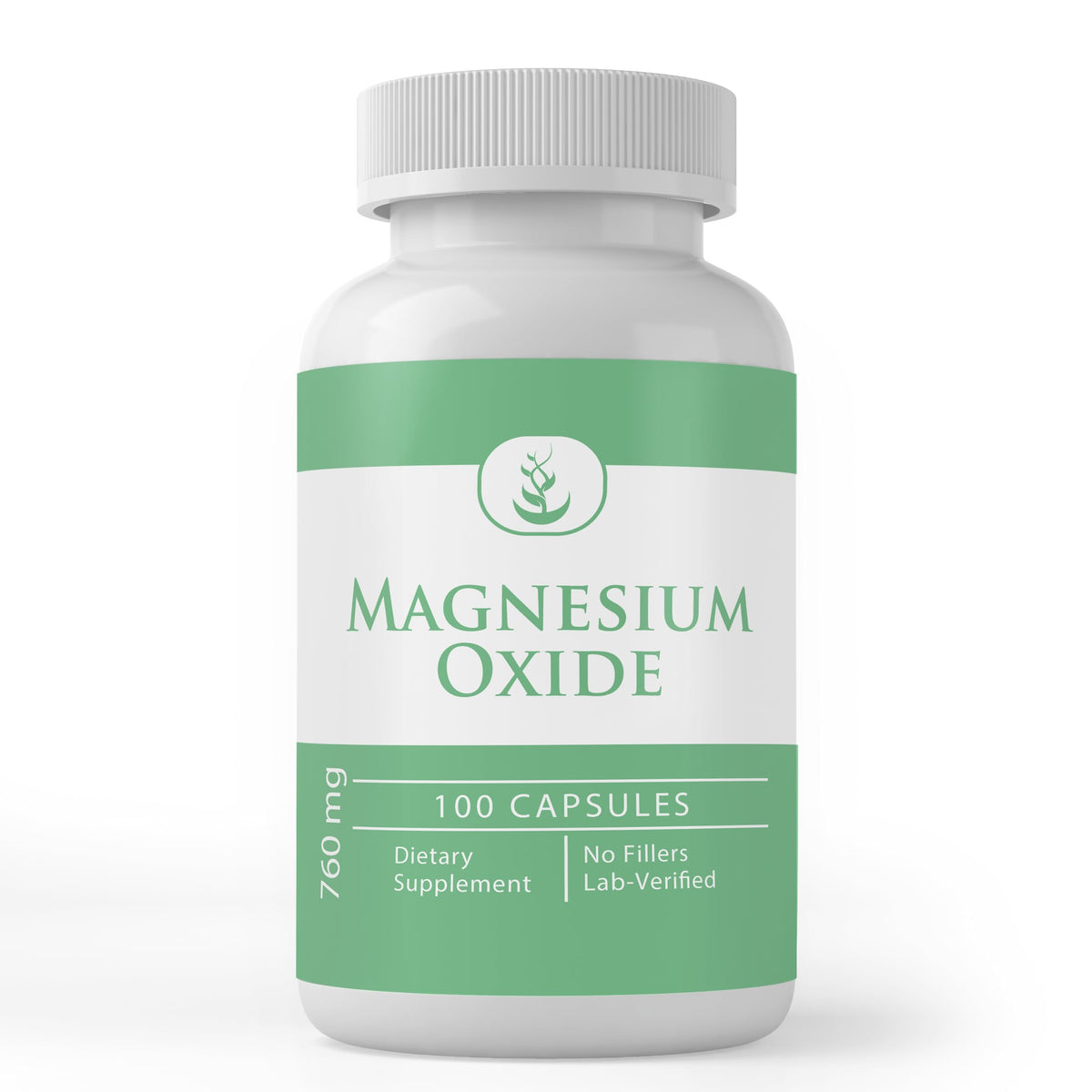 Bottle of Pure Magnesium Oxide capsules showing single-ingredient formula