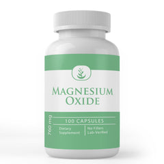 Bottle of Pure Magnesium Oxide capsules showing single-ingredient formula