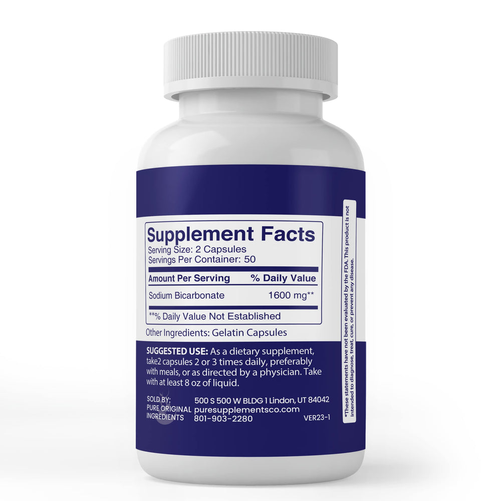 Sodium Bicarbonate bottle label showing ingredients