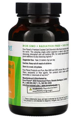 Back view of Pure Planet Cracked Cell Chlorella Organic packaging showing details