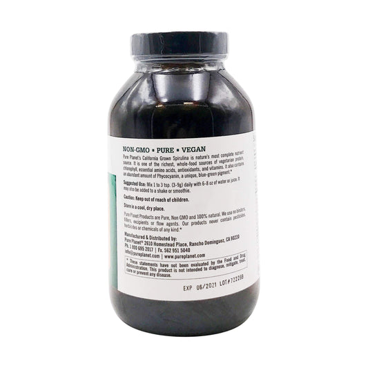 Pure Planet Spirulina Powder packaging and product information - back