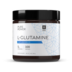 Pure Power L-Glutamine bottle on a white background
