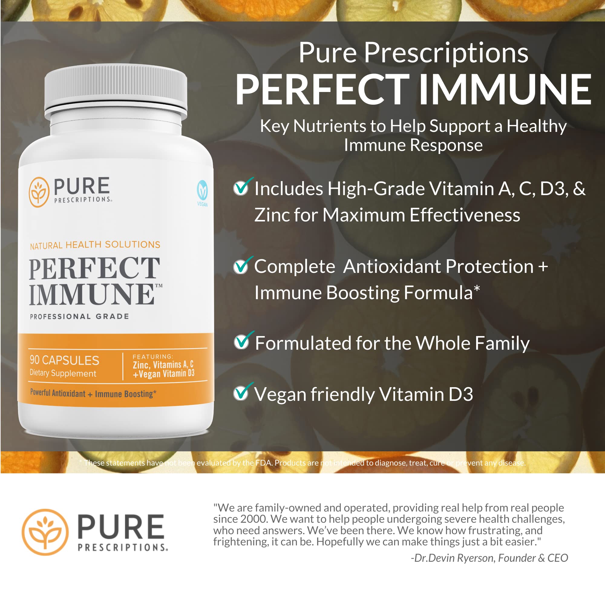 Close-up of the 4-in-1 immune support formula ingredients