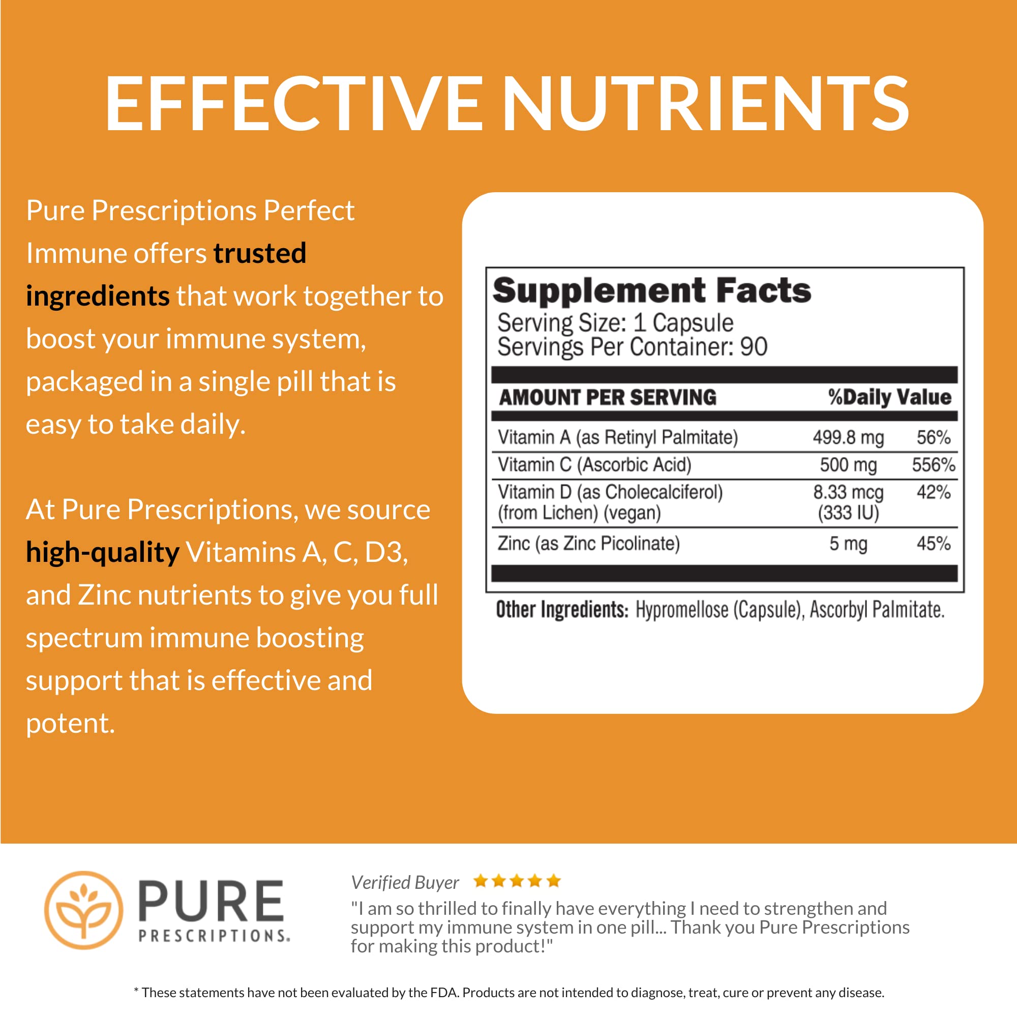 Vitamin C and Zinc immune support ingredients