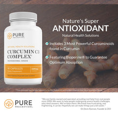 Close-up of Curcumin C3 Complex label on Pure Prescriptions bottle