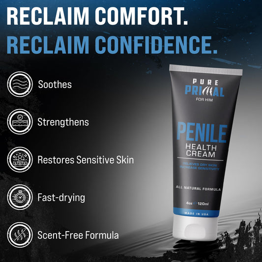 Pure Primal soothing-skin-cream-application shows easy spread for targeted comfort.
