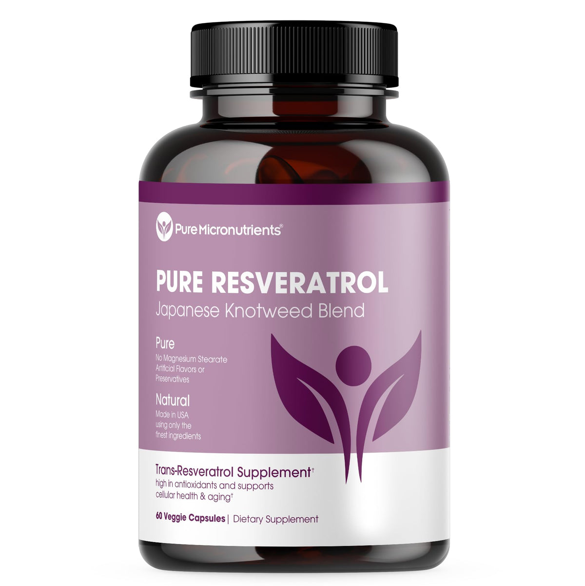 Pure Resveratrol front label highlighting 50% trans-resveratrol