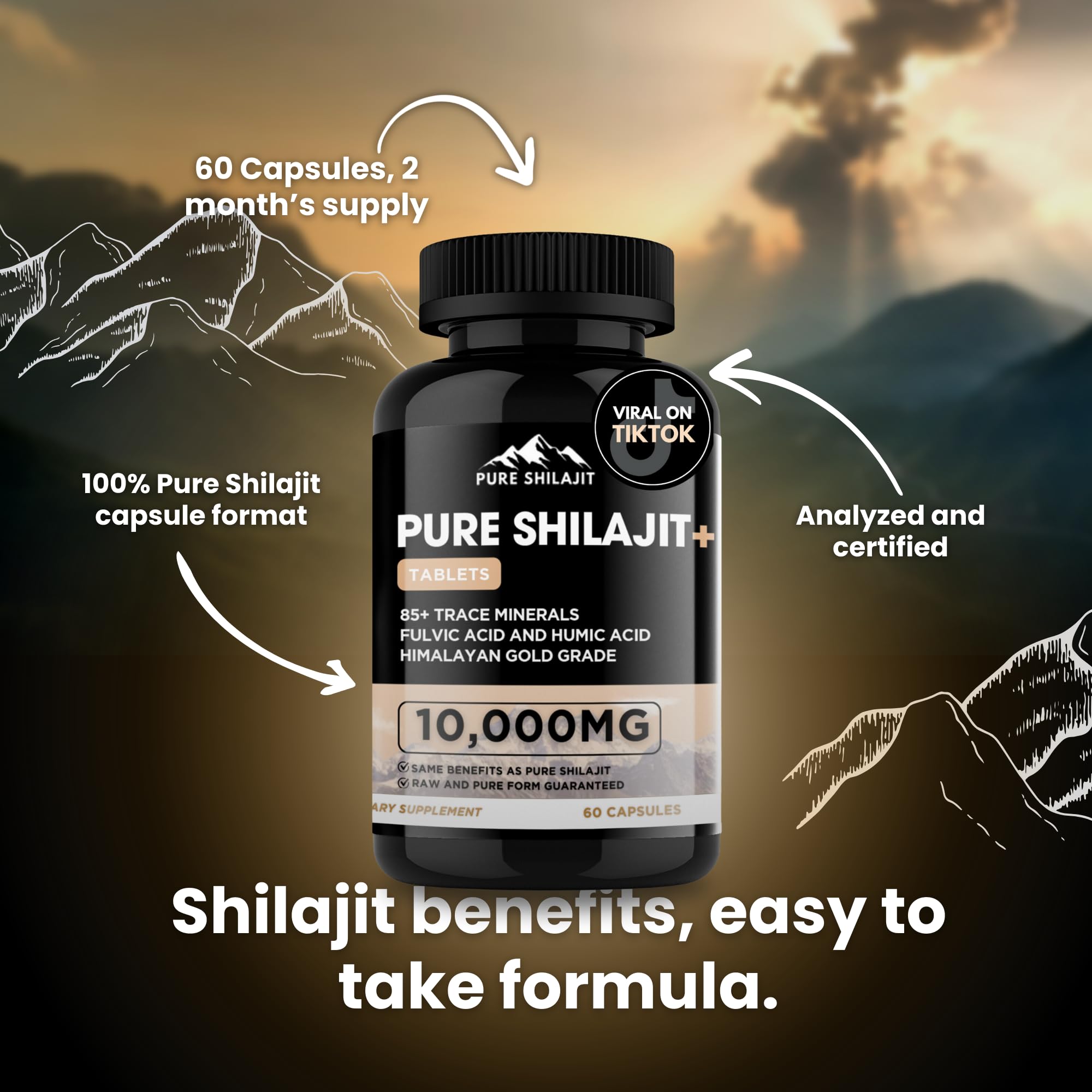 Pure Shilajit capsules in hand suggest convenient daily use and portable energy