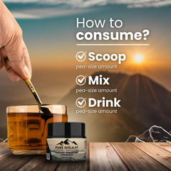 Shilajit resin being mixed into a drink