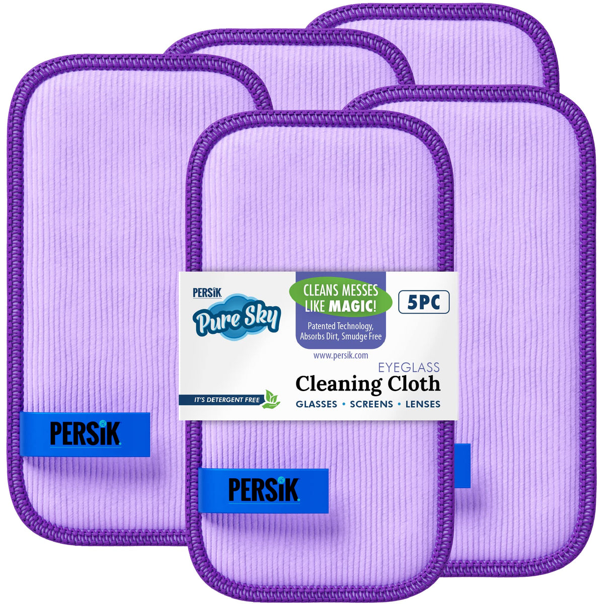 Pure-Sky Eyeglass Cleaner Cloth – 5 Pack, front view
