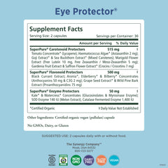 Ingredients list highlighting astaxanthin, lutein, and zeaxanthin