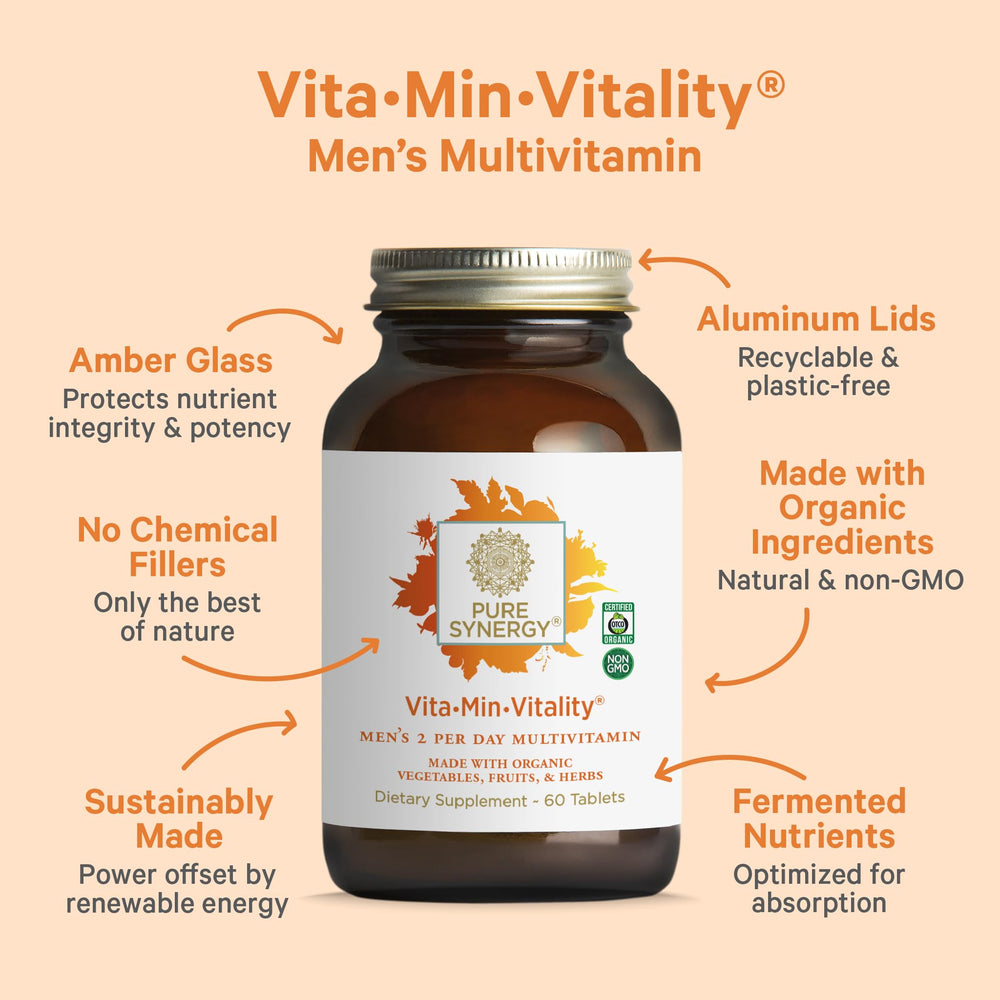 Pure Synergy organic ingredients label highlighting non-GMO quality.