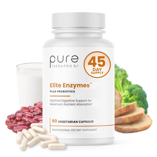 Bottle of Pure TheraPro Rx Elite Enzymes Extra Strength Digestive Enzymes Supplement - front view