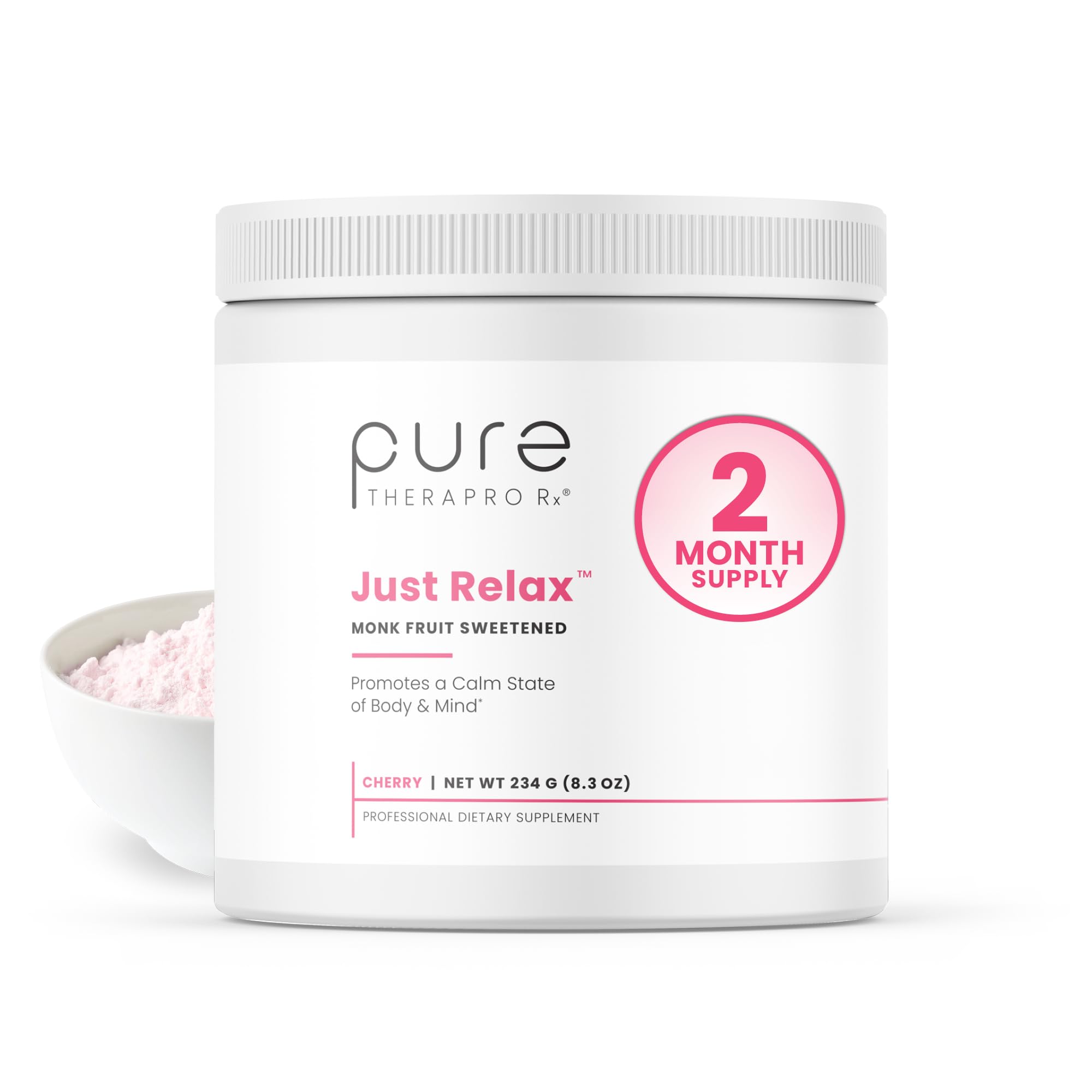 Front view of Pure Therapro Rx Just Relax Cherry bottle