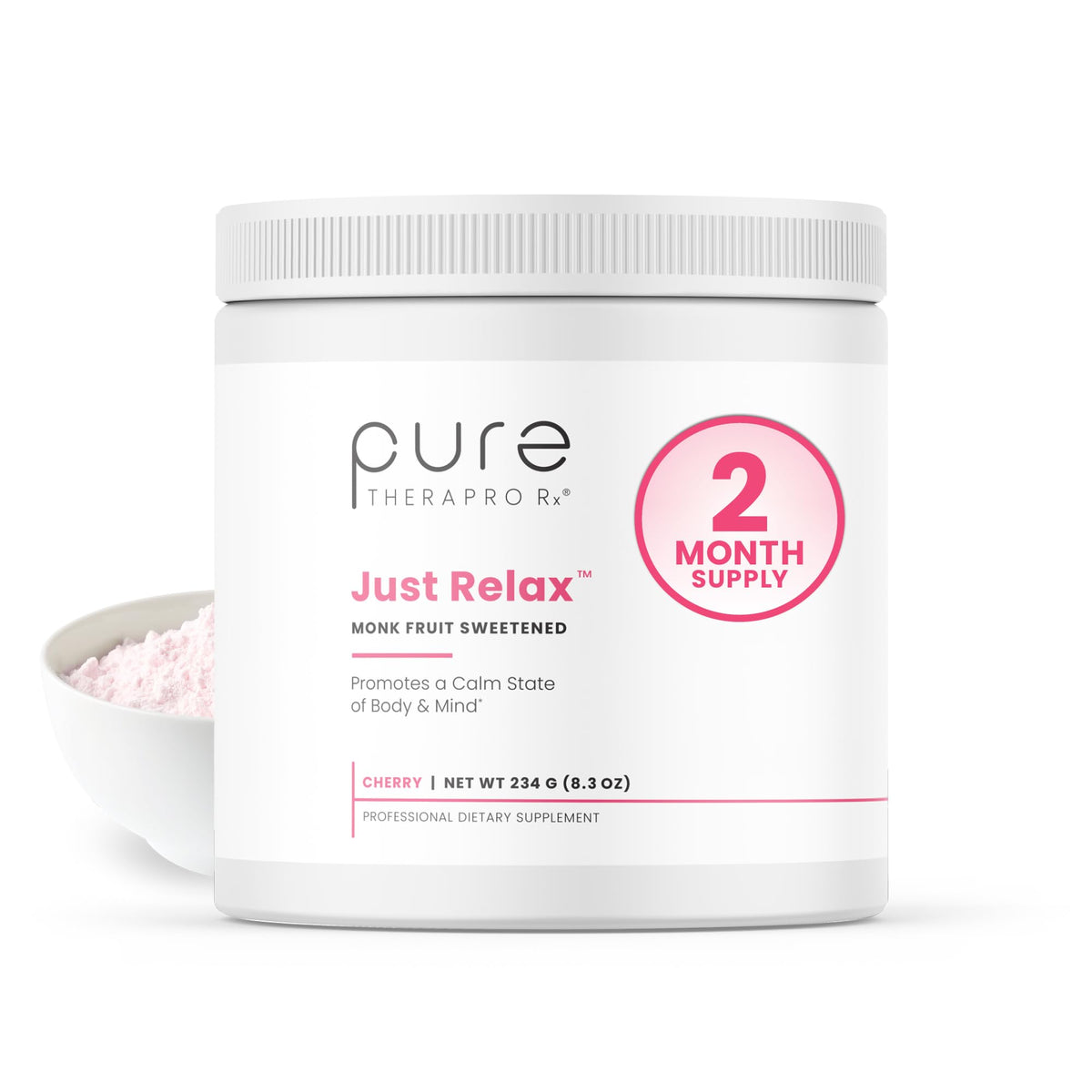 Front view of Pure Therapro Rx Just Relax Cherry bottle