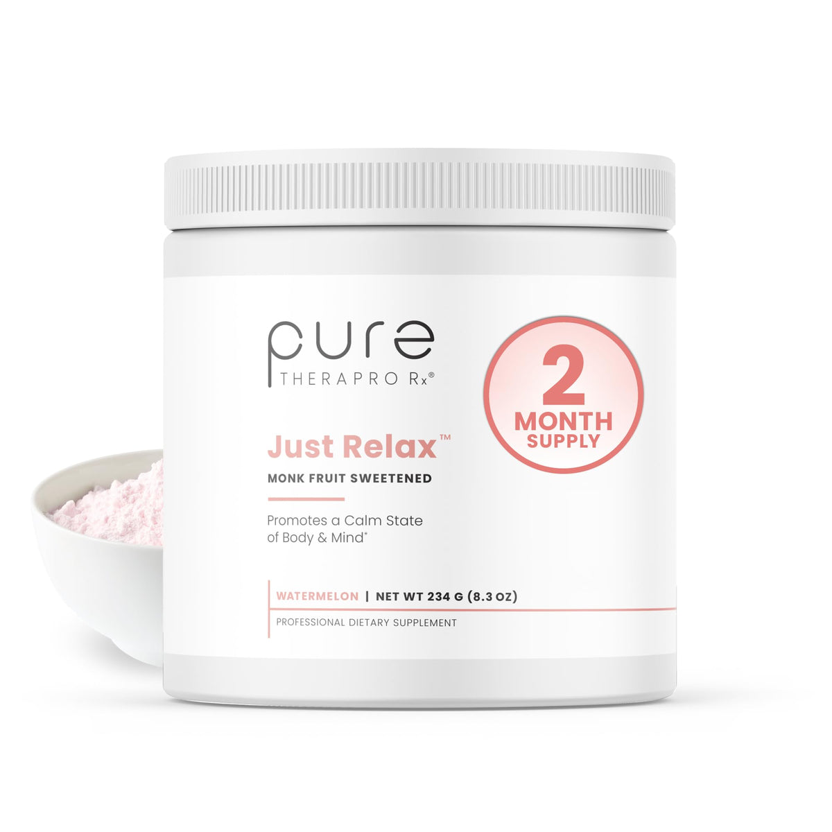 Front view of Pure Therapro Rx Just Relax Watermelon bottle