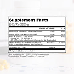 Pure Therapro Rx Methylated B Complex Vitamins bottle back nutrition