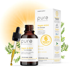 Pure TheraPro Rx vegan A-D-K drops bottle showing liposomal absorption potential