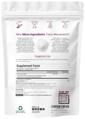 Close-up of ingredients and packaging for resveratrol powder with Vitamin E
