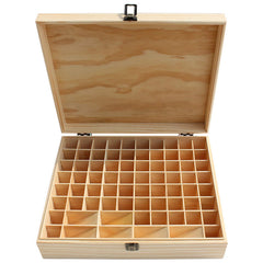Interior view displaying 74 bottle slots for 5–20 ml bottles