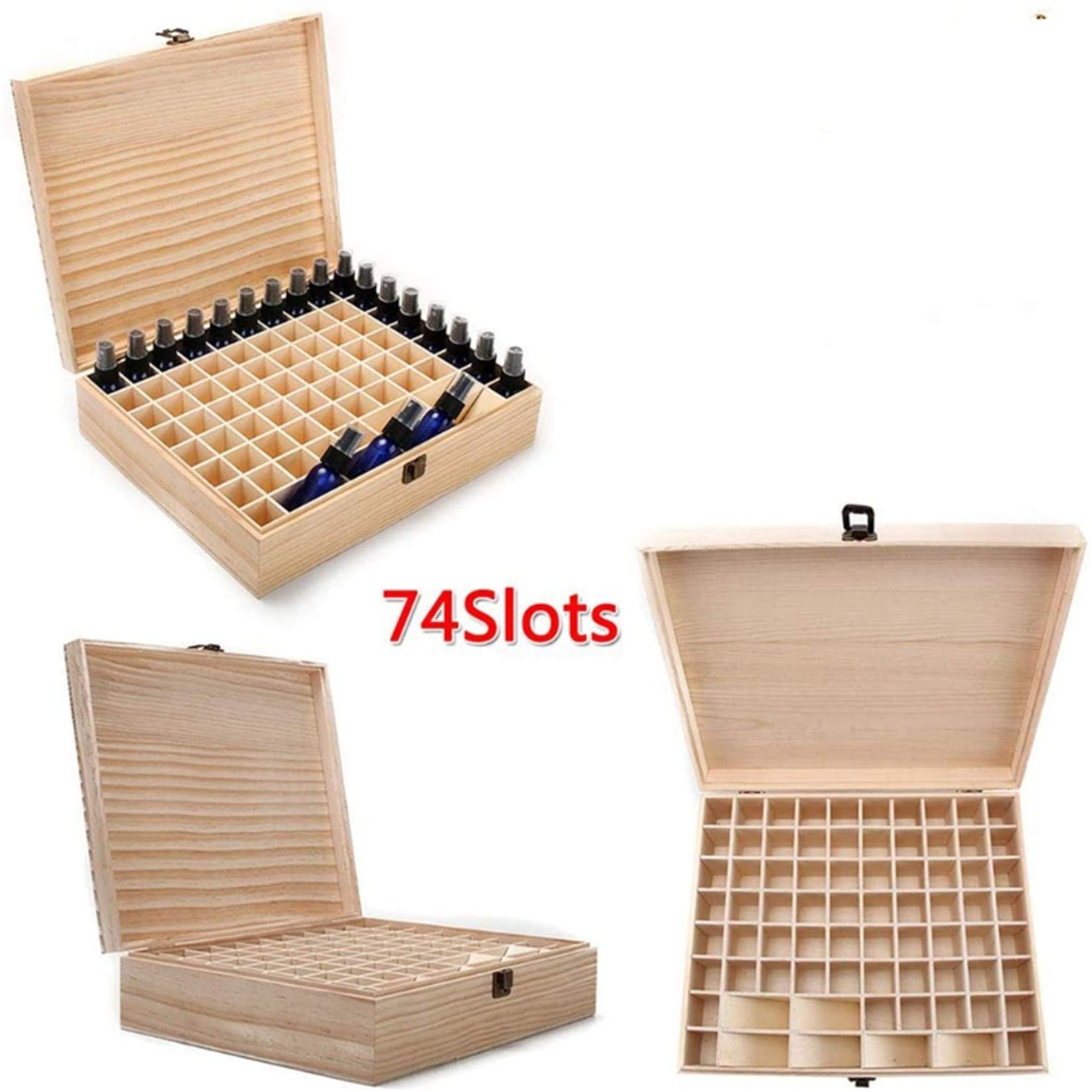 Box dimensions 35 x 28 x 9 cm with natural wood grain