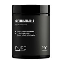 Bottle of Pure Vitamins Spermidine Supplement with 120 capsules and 1000mg Wheat Germ Extract