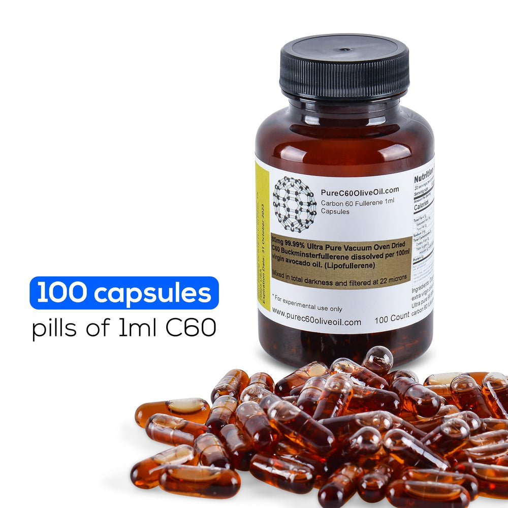 Close-up of PureC60 Avocado Oil Capsules label