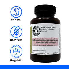 Packaging and product overview for PureC60 Olive Oil Capsules