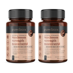 Pureclinica 1000mg Resveratrol - 180 tablets in 2 bottles (90 tablets each)