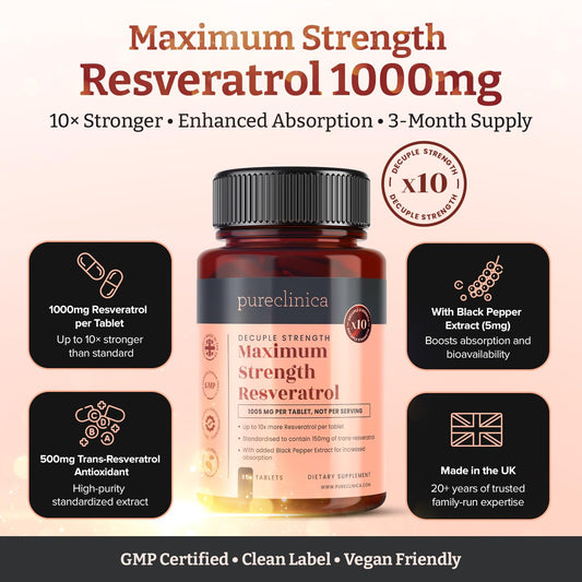 Resveratrol with 5mg black pepper extract to boost absorption