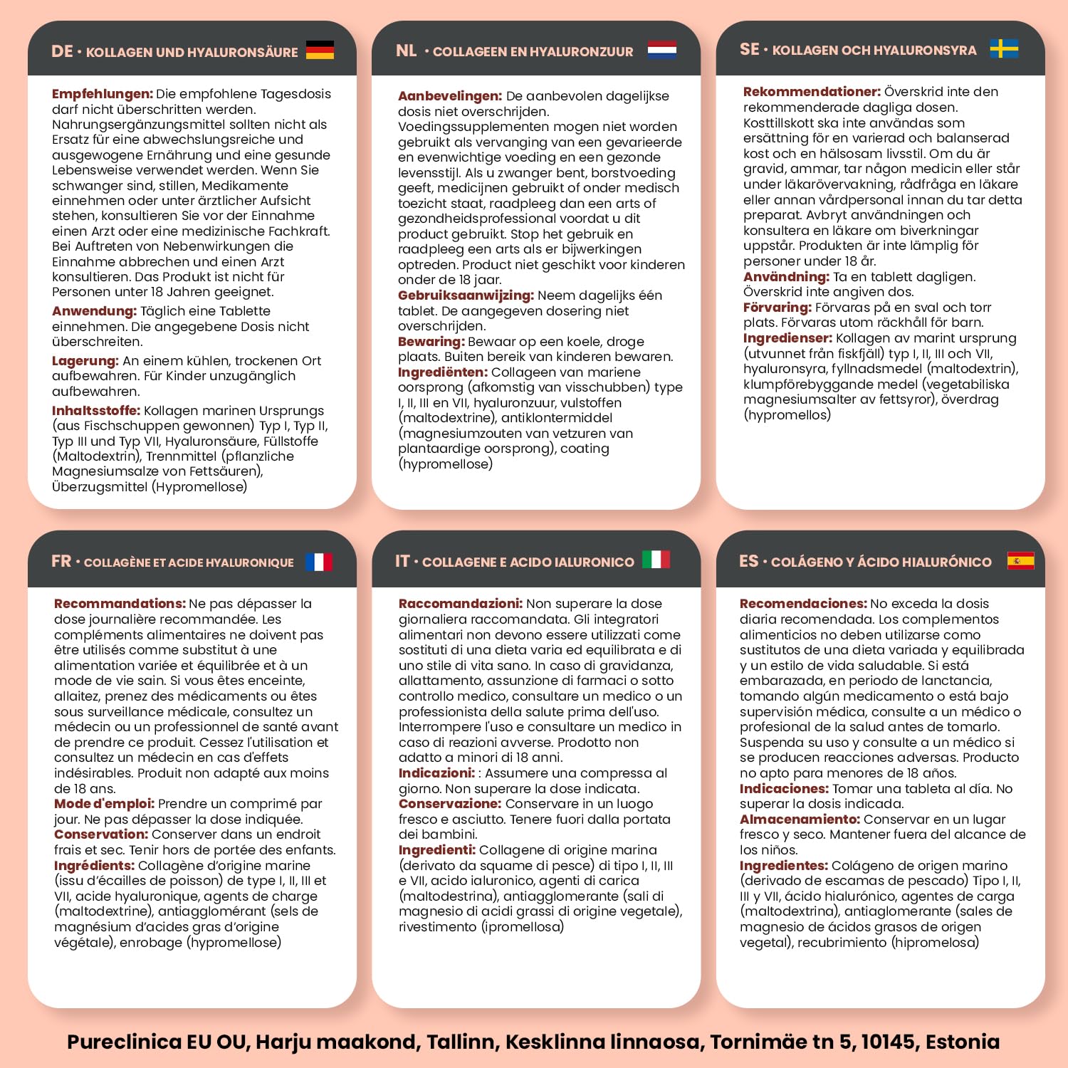 ISO and GMP certifications and PureClinica branding