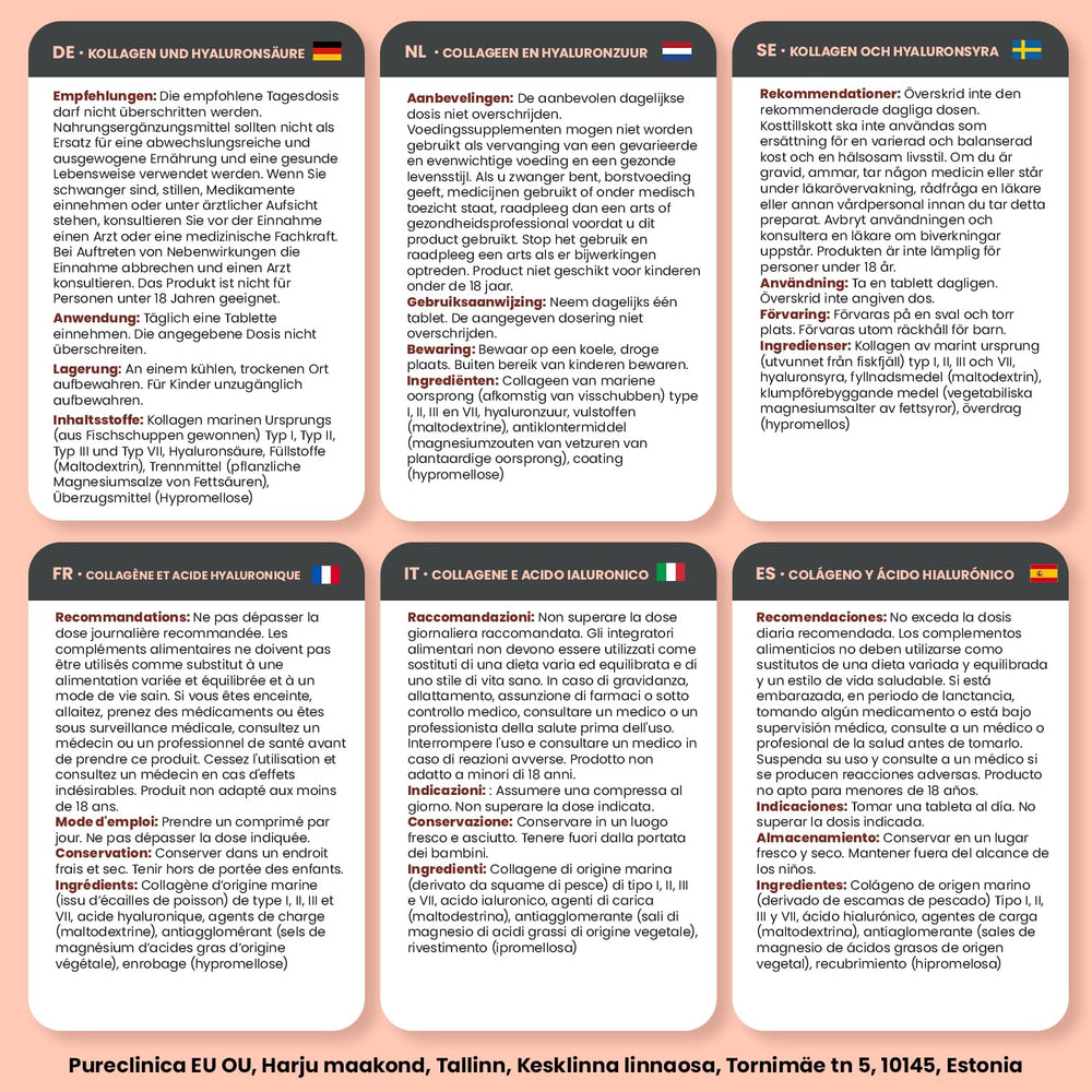 ISO and GMP certifications and PureClinica branding