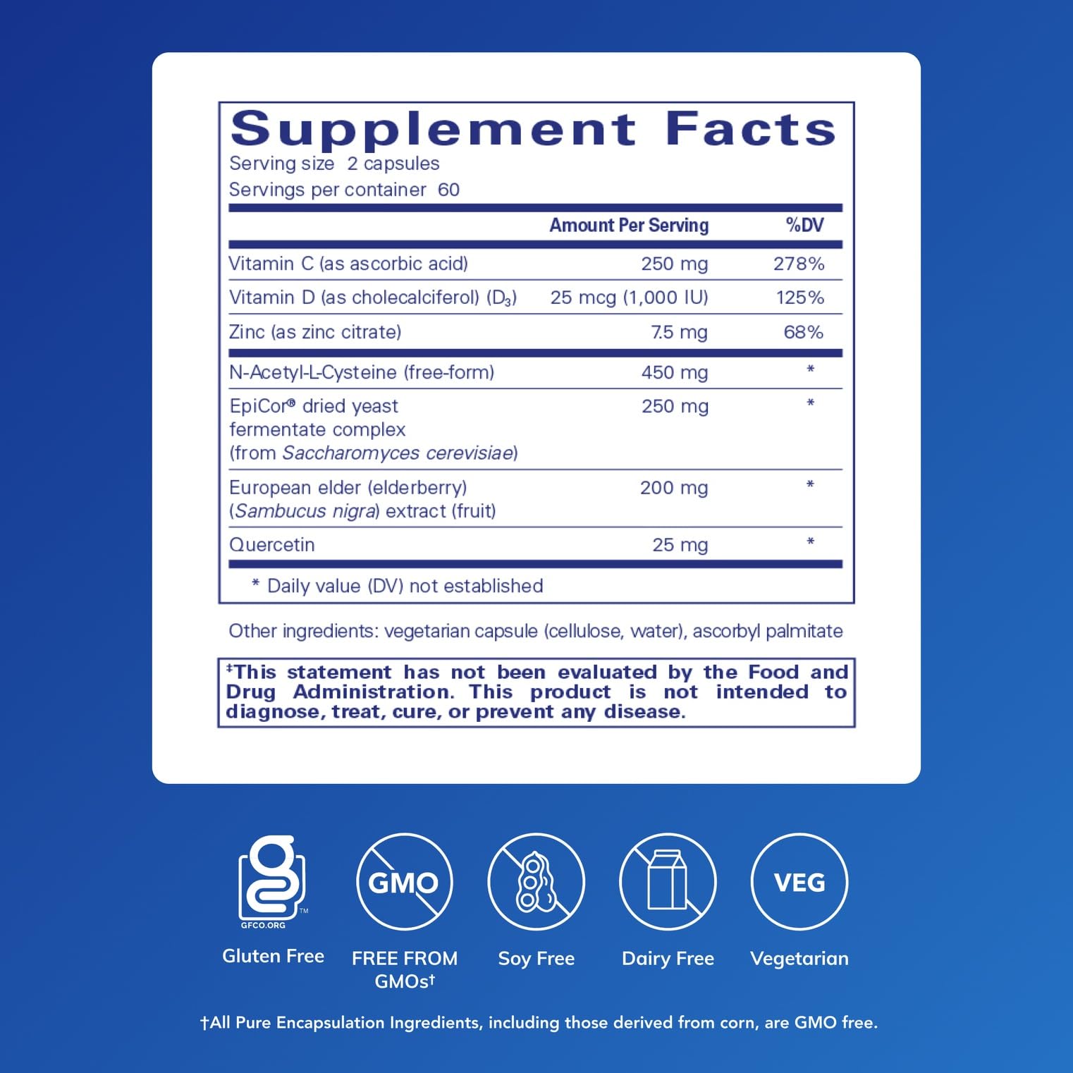 PureDefense with NAC label close-up showing ingredients