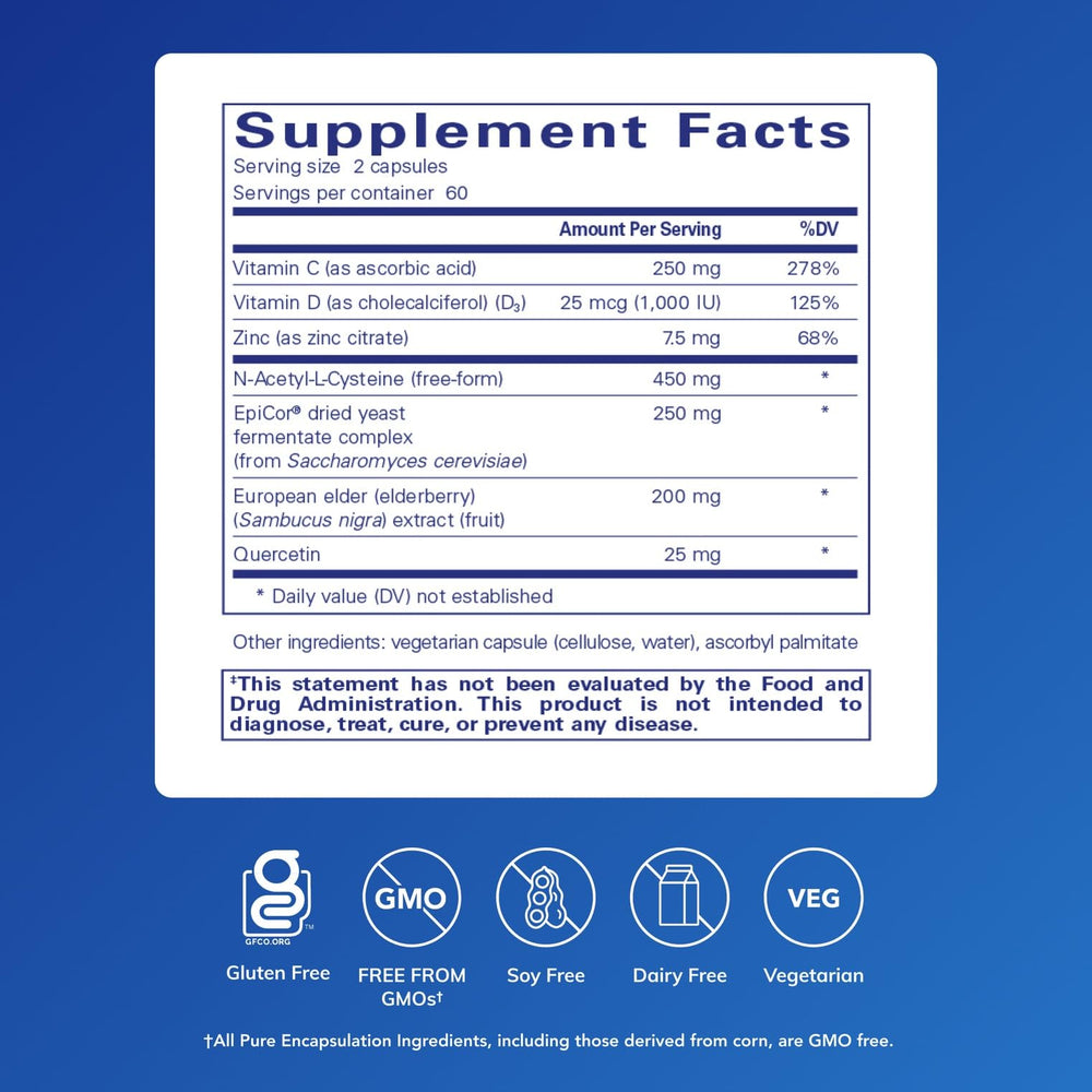 PureDefense with NAC label close-up showing ingredients