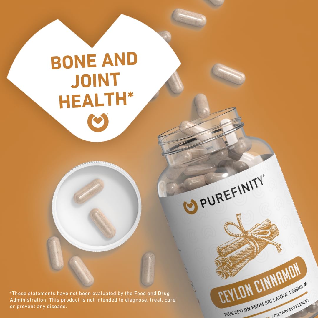 Per-pack information for PUREFINITY Cinnamon capsules showing 1500mg